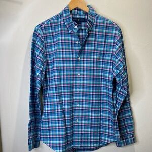 POLO RALPH LAUREN Slim Fit Men's Blue Plaid Shirt Size L NWOT